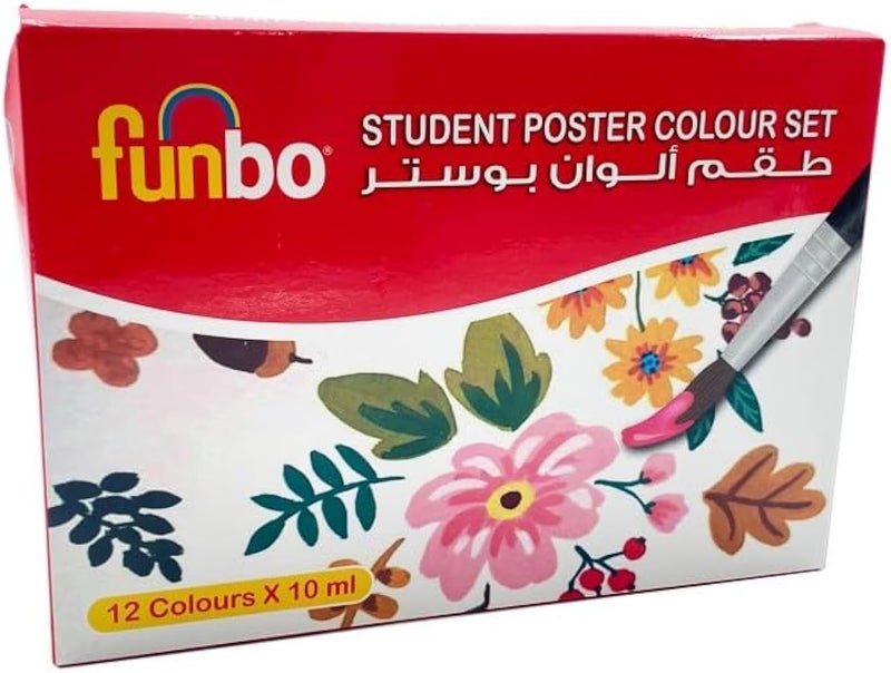 Funbo Student Poster Color 12-Pieces Set 10 ml- Pack Of 02